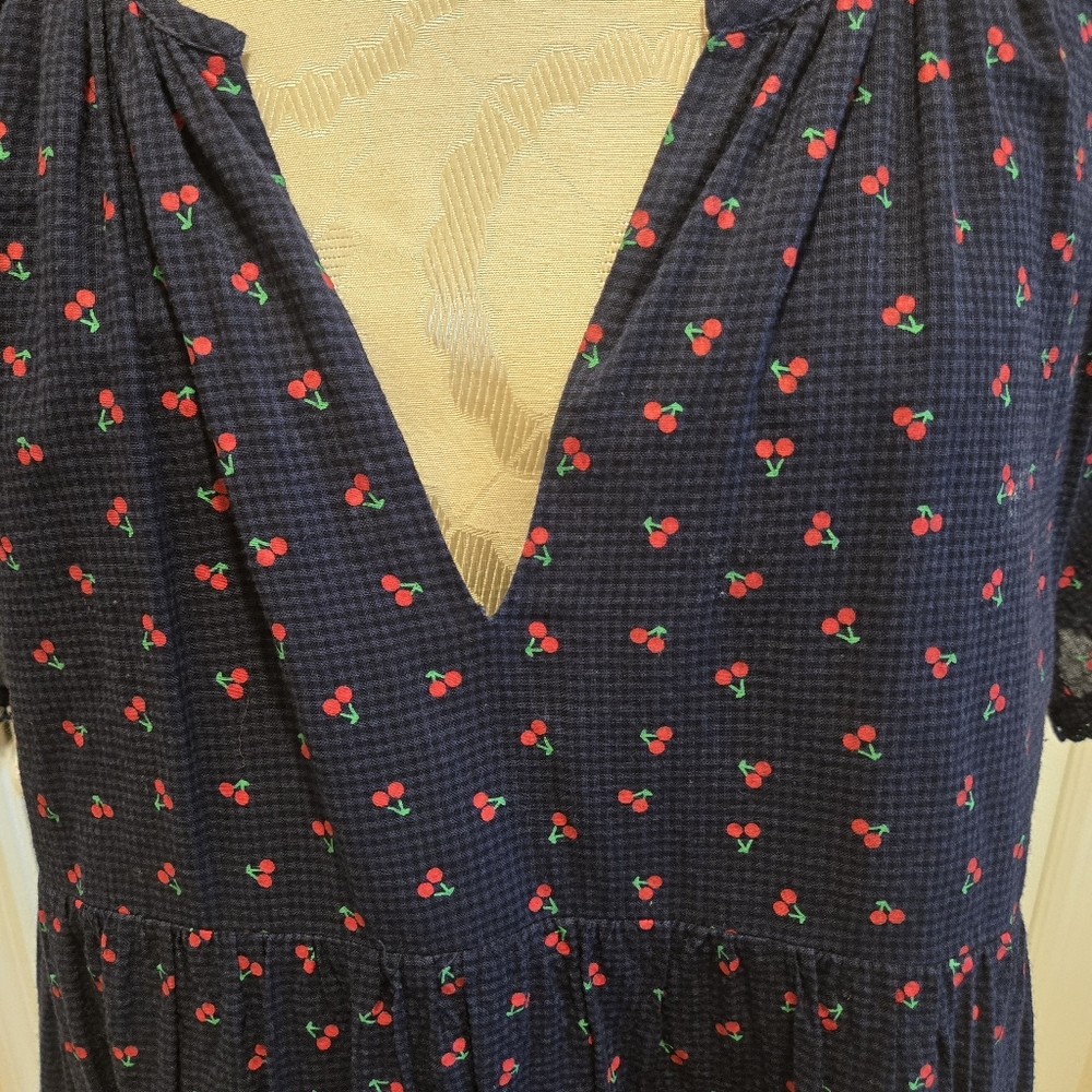 dRA Los Angeles Cherry Print Navy Dress, Size Large, Anthropologie - Picture 3 of 8